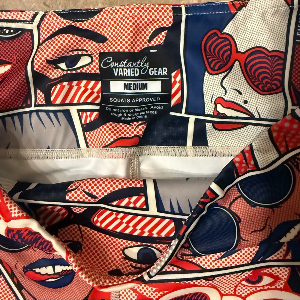 NWOT Constantly Varied Gear medium Womens Capri Leggings Squat Approved Pop Art - Picture 2 of 3